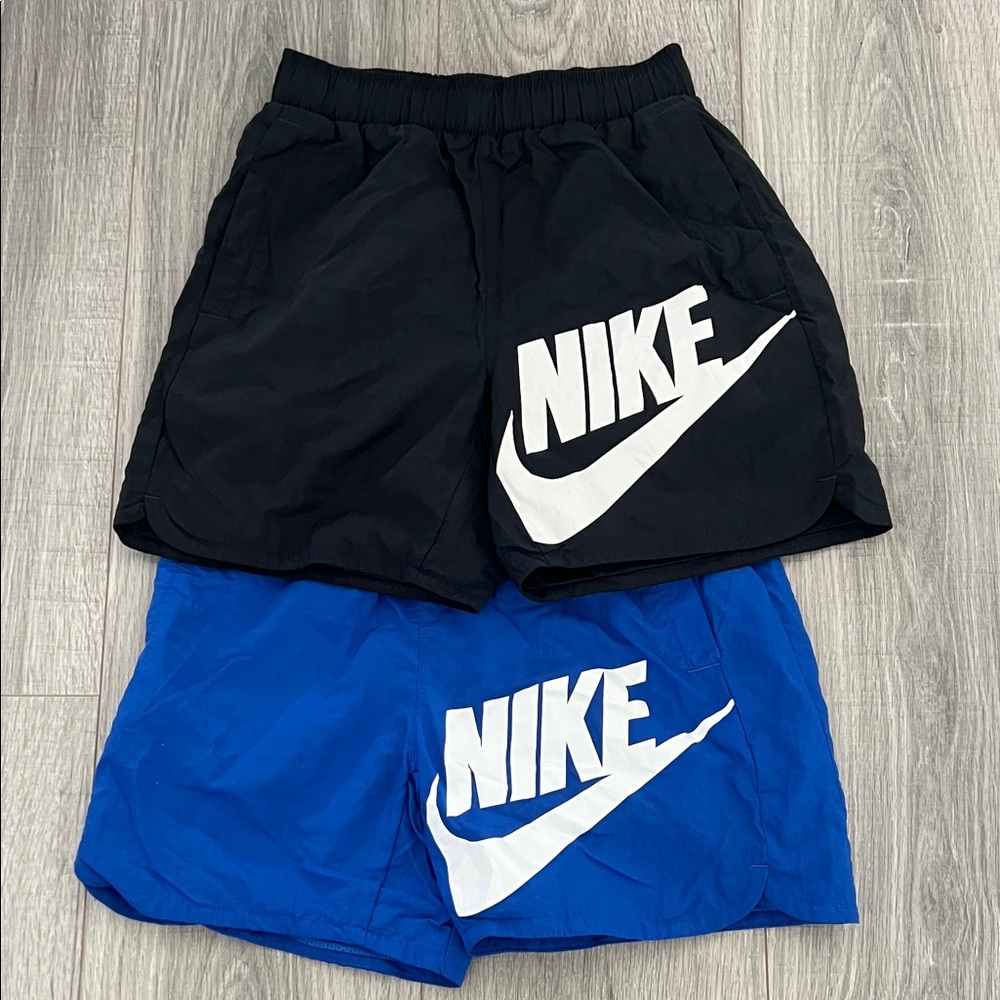Nike Black and Blue Logo Shorts